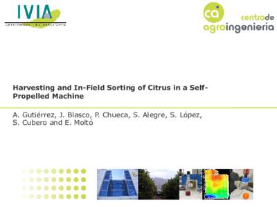 Harvesting and In-Field Sorting of Citrus in a SelfPropelled Machine A. Gutiérrez, J. Blasco, P. Chueca, S. Alegre, S. López, S. Cubero and E. Moltó The problem  Europe can only compete in citrus global market