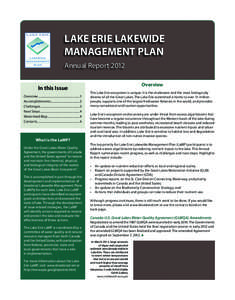 LAKE ERIE LAKEWIDE MANAGEMENT PLAN Annual Report 2012 In this Issue Overview........................................................1 Accomplishments.......................................2