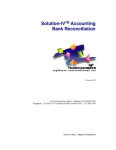 Solution-IVTM Accounting Bank Reconciliation VersionVreeland Drive, Suite 1 • Skillman, NJ