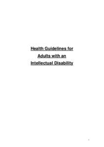 Health Guidelines for Adults with an Intellectual Disability 1