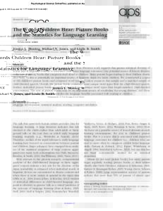 research-article2015 PSSXXX10.1177/0956797615594361Montag et al.The Words Children Hear  Psychological Science OnlineFirst, published on August 4, 2015 as doi: