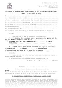 (  CENTRO MUNICIPAL DE CULTURA C/ San Martín, nº  – Haro – La Rioja – Fax: 