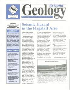 ARIZONA GEOLOGICAL SURVEY INFORMATION TO ARIZONANS SINCE I889  Seismic Hazard
