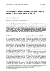Urban Studies, Vol. 42, No. 4, 665– 694, AprilHigh-voltage Overhead Power Lines and Property Values: A Residential Study in the UK Sally Sims and Peter Dent [Paper first received, November 2003; in final form, S