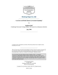 Can Taxes and Bonds Finance Government Spending? Working Paper NoLevy Economics Institute