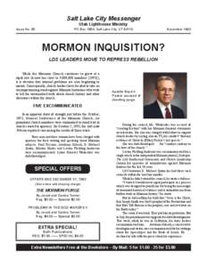 Salt Lake City Messenger Issue No. 85 Utah Lighthouse Ministry  PO Box 1884, Salt Lake City, UT 84110