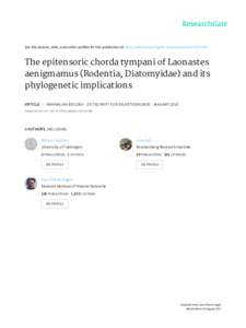 See	discussions,	stats,	and	author	profiles	for	this	publication	at:	http://www.researchgate.net/publicationThe	epitensoric	chorda	tympani	of	Laonastes aenigmamus	(Rodentia,	Diatomyidae)	and	its phylogenetic	
