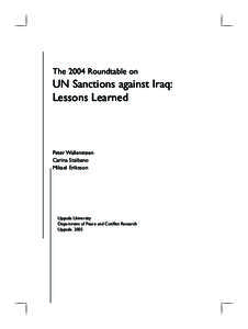 xxx  UN Sanctions against Iraq: Lessons Learned The 2004 Roundtable on