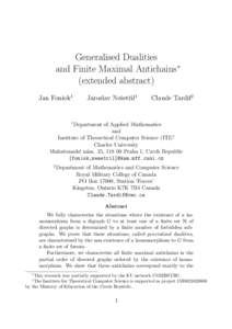 Generalised Dualities and Finite Maximal Antichains∗ (extended abstract) Jan Foniok1  Jaroslav Neˇsetˇril1