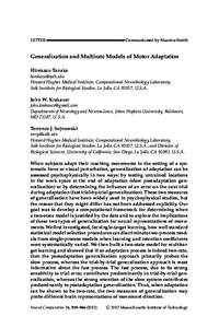 LETTER  Communicated by Maurice Smith Generalization and Multirate Models of Motor Adaptation Hirokazu Tanaka