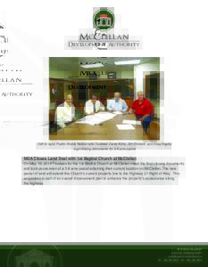 McClellan  Development Authority (left to right) Pastor Buddy Nelson with Trustees Carey Kirby, Jim Coxwell, and Greg Bagley sign closing documents for 3.8 acre parcel
