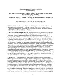 MEMORANDUM OF UNDERSTANDING BY AND AMONG AIR FORCE DEPUTY ASSISTANT SECRETARY (CONTRACTING) ASSISTANT SECRETARY (ACQUISITION); AIR FORCE DEPUTY GENERAL COUNSEL (CONTRACTOR RESPONSIBILITY); and