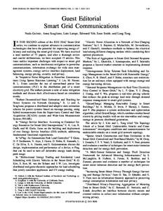 IEEE JOURNAL ON SELECTED AREAS IN COMMUNICATIONS, VOL. 31, NO. 7, JULYGuest Editorial Smart Grid Communications