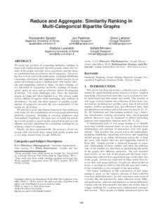 Reduce and Aggregate: Similarity Ranking in Multi-Categorical Bipartite Graphs