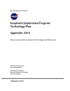 JPL	
  Document	
  D-­‐94249	
    	
   Exoplanet	
  Exploration	
  Program	
   Technology	
  Plan	
  