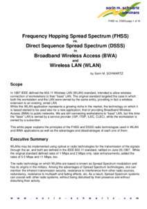 sorin m. schwartz seminars FHSS vs. DSSS page 1 of 16 Frequency Hopping Spread Spectrum (FHSS) vs.
