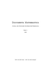 Documenta Mathematica Journal der Deutschen Mathematiker-Vereinigung BandISSNPrint