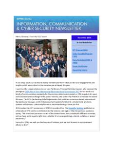 Merry Christmas from the ICCS Team!  December 2016 In this Newsletter  ICT Program (161)