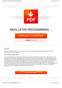 BOOKS ABOUT HAAS LATHE PROGRAMMING MANUAL  Cityhalllosangeles.com HAAS LATHE PROGRAMMING ...