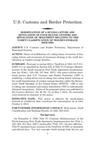 U.S. Customs and Border Protection ◆ MODIFICATION OF A RULING LETTER AND REVOCATION OF FOUR RULING LETTERS AND REVOCATION OF TREATMENT RELATING TO THE