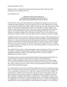 Publication Number: M-323 Publication Title: Compiled Service Records Of Confederate Soldiers Who Served In Organizations From The State Of Texas