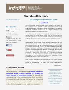 Nouvelles d’Info-Secte No 28, septembreLes choix personnels dans les sectes par Isabelle Renaud*