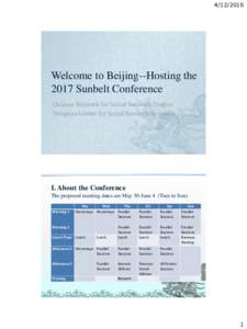 Welcome to Beijing--Hosting the 2017 Sunbelt Conference Chinese Network for Social Network Studies Tsinghua Center for Social Network Research