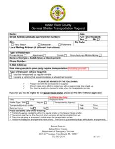 Reset  Print Form Indian River County General Shelter Transportation Request