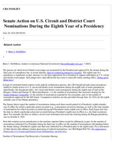 Senate Action on U.S. Circuit and District Court Nominations During the Eighth Year of a Presidency