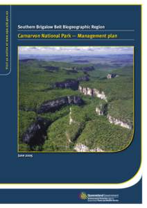 Carnarvon National Park . Management plan