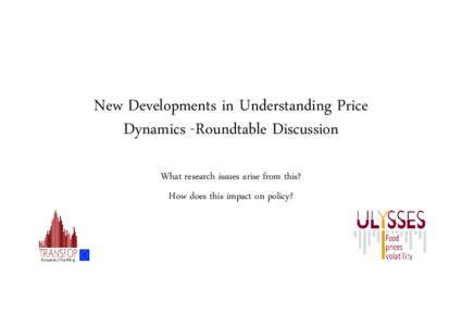 New Developments in Understanding Price Dynamics -Roundtable Discussion What research issues arise from this? How does this impact on policy?  Summary (w.r.t. methods)