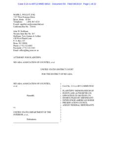 Case 3:13-cvMMD-WGC Document 59 FiledPage 1 of 22  MARK L. POLLOT, ESQWest Potomac Drive Boise, IdahoTelephone:
