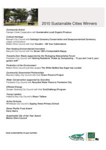 2010 KABV Sustainable Cities winners