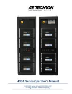 4301 Series Operator’s Manual For GR-1089 Section 10 and ATISDC Voltage Variations and Transients Testing 4301 OPERATOR’S MANUAL
