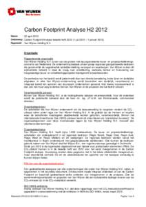 Pagina 1 van 9  Carbon Footprint Analyse H2 2012 Datum  : 22 april 2013