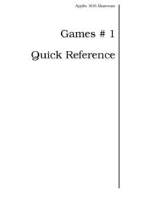Applix 1616 Shareware  Games # 1 Quick Reference  Disclaimer