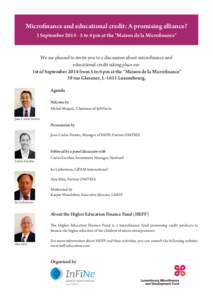 Microfinance and educational credit: A promising alliance? 1 September[removed]to 6 pm at the 
