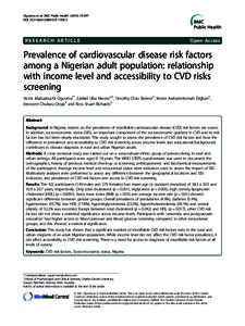 Prevalence of cardiovascular disease risk factors among a Nigerian adult population: relationship with income level and accessibility to CVD risks screening
