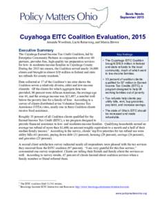 Basic Needs September 2015 Cuyahoga EITC Coalition Evaluation, 2015 Amanda Woodrum, Lucki Ratsavong, and Marcia Brown