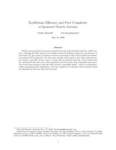 Equilibrium Efficiency and Price Complexity in Sponsored Search Auctions Moshe Babaioff∗ Tim Roughgarden†
