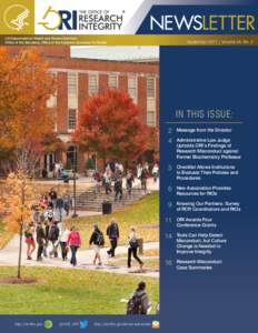 US Department of Health and Human Services Office of the Secretary, Office of the Assistant Secretary for Health September 2017 | Volume 24, No. 2  IN THIS ISSUE: