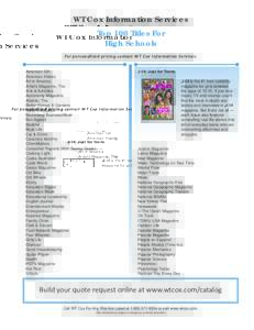 WT Cox Information Services Top 100 Titles For High Schools For personalized pricing contact WT Cox Information Services. American Girl American History