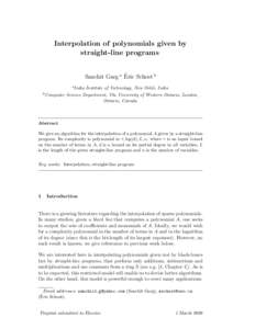 Interpolation of polynomials given by straight-line programs ´ Sanchit Garg a Eric Schost b a India