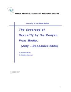 The Coverage of Sexuality by the Kenyan Print Media