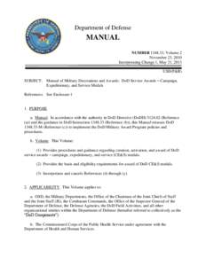 DoD Manual[removed], Vol. 2, November 23, 2010; Incorporating Change 1, May 31, 2013