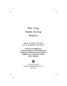 The Iraq Study Group Report: The Way Forward - A New Approach