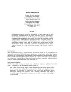 Atomic increments Enrique Soriano−Salvador Laboratorio de Sistemas Universidad Rey Juan Carlos  Gorka Guardiola Múzquiz