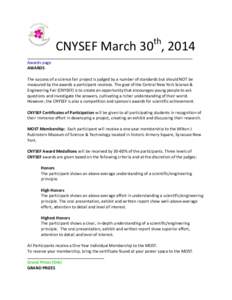 th  CNYSEF March 30 , 2014 _________________________________________________________________________ Awards page AWARDS