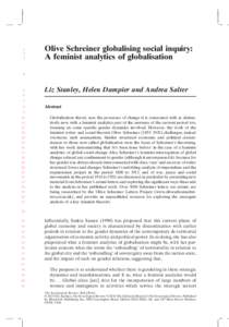 1 2 3 Olive Schreiner globalising social inquiry: A feminist analytics of globalisation