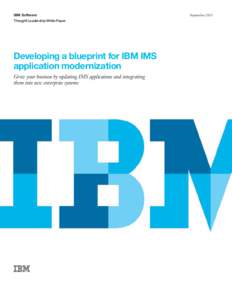 IBM Software Thought Leadership White Paper Developing a blueprint for IBM IMS application modernization Grow your business by updating IMS applications and integrating